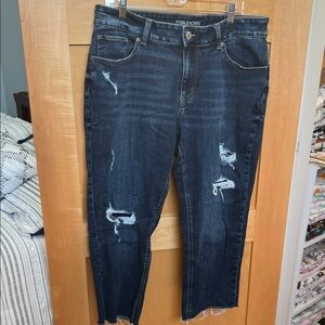 Maurices Dark Blue Distressed Straight Leg Jeans